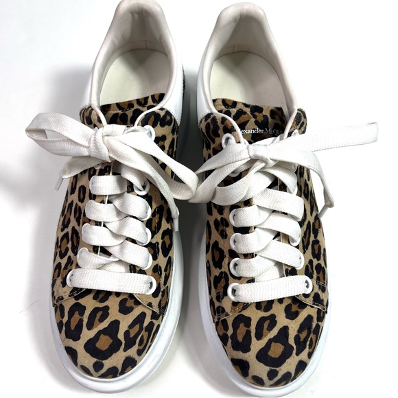 Alexander McQueen Leopard Suede Sneakers Size 38 - Picture 5 of 12